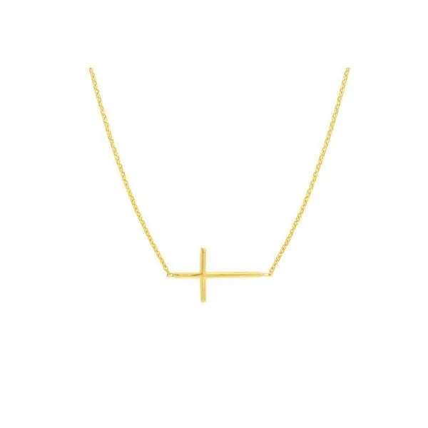 Mini Sideways Cross Necklace- 14k Yellow Gold Lumina Gem Hampstead, NC