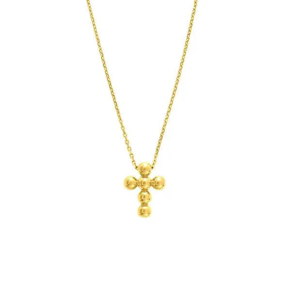 Beaded Cross Necklace- 14k Yellow Gold Lumina Gem Hampstead, NC