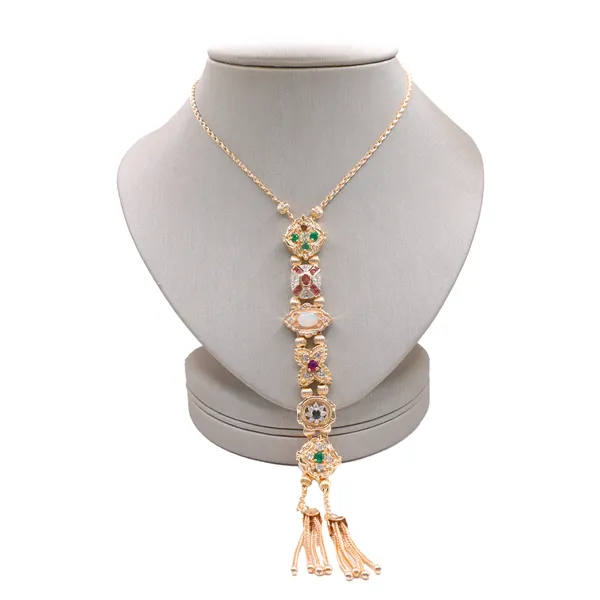 14k and 10k Yellow Gold Multigem Slide Pendant Necklace Lumina Gem Hampstead, NC