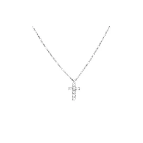 Tiny Diamond Cross Necklace- 14k White Gold Lumina Gem Hampstead, NC