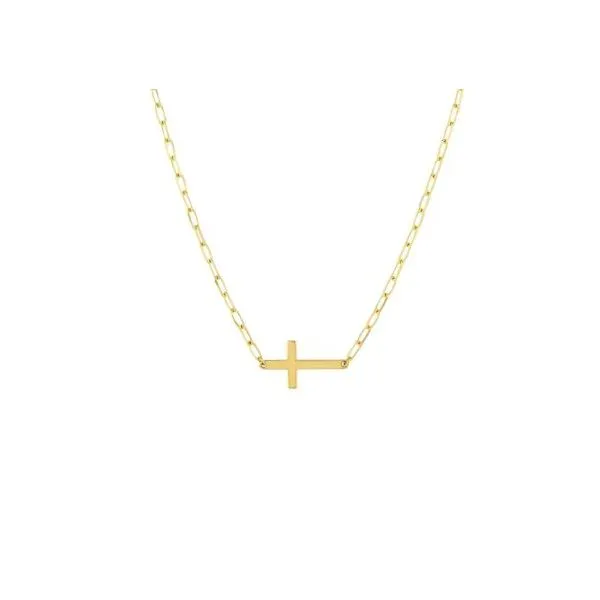 Sideways Cross on a Paperclip Chain-14k Yellow Gold Lumina Gem Hampstead, NC