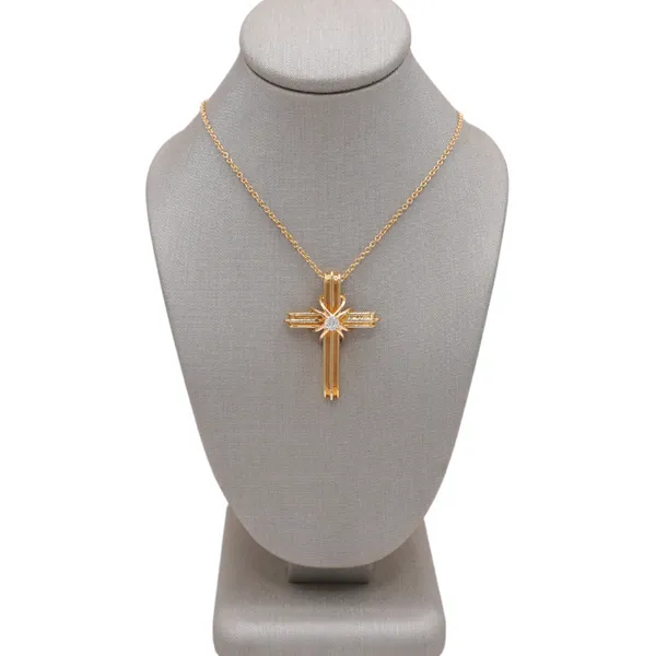 Tiffany and Co. Signature Single Diamond Accent Cross Necklace Lumina Gem Wilmington, NC