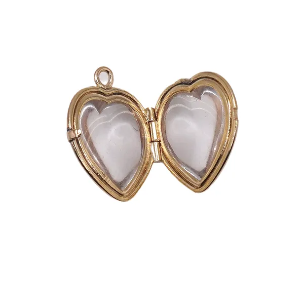 Clear Stone Heart Locket- 14k Yellow Gold Image 2 Lumina Gem Hampstead, NC