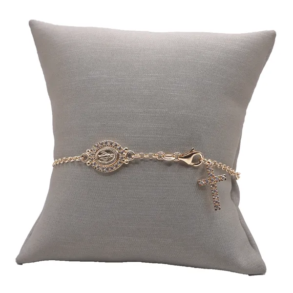 14k Yellow Gold and Diamond Blessed Mothers and Cross Bracelet Image 2 Lumina Gem Hampstead, NC