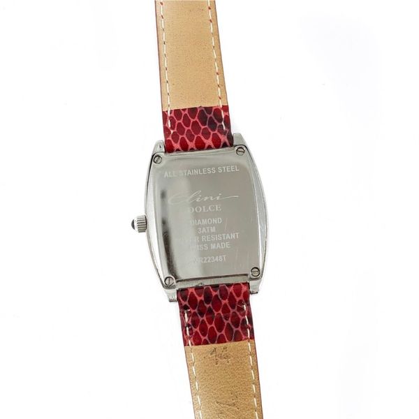 Elini Dolce Diamond Watch with Red Leather Strap Image 2 Lumina Gem Wilmington, NC