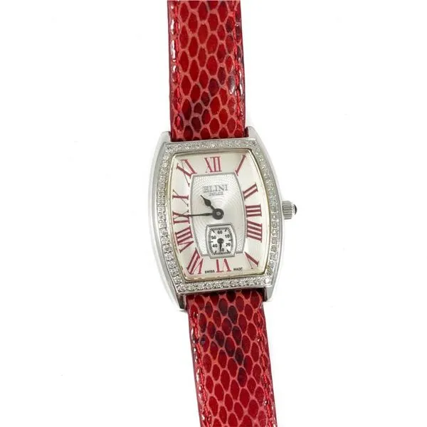 Elini Dolce Diamond Watch with Red Leather Strap Lumina Gem Wilmington, NC