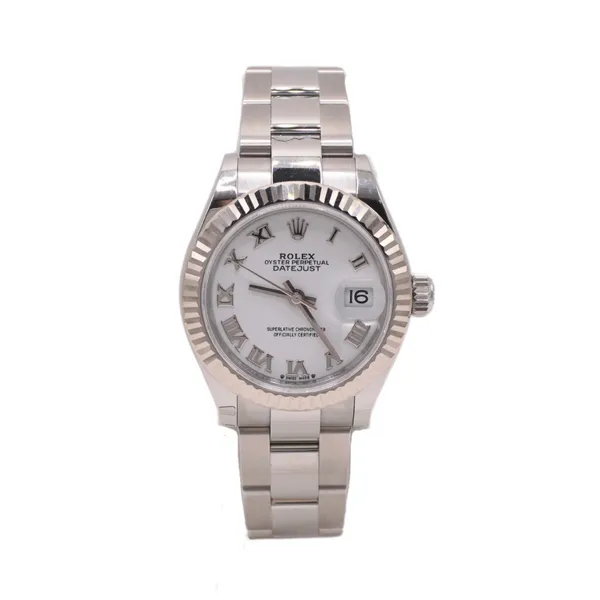 Rolex Datejust 28mm Watch with White Roman Dial and Oyster Bracelet Lumina Gem Hampstead, NC