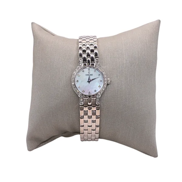 Concord Les Palais Diamonds Bezel with Mother of Pearl Dial White Gold Watch Lumina Gem Hampstead, NC
