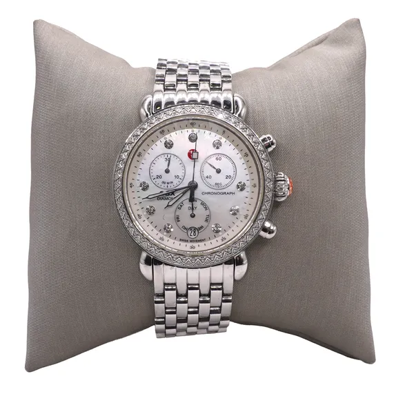 Michele Stainless Steel Watch with Mother of Pearl Dial and Diamond Markers Lumina Gem Hampstead, NC