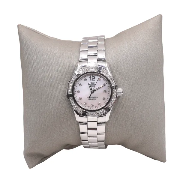 TAG Heuer Stainless Steel Aquaracer with Mother of Pearl Dial and Diamond Bezel Lumina Gem Hampstead, NC