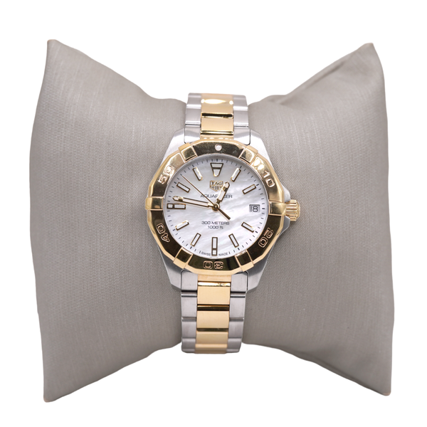 TAG Heuer Two Tone Aquaracer Watch with Mother of Pearl Dial Lumina Gem Wilmington, NC
