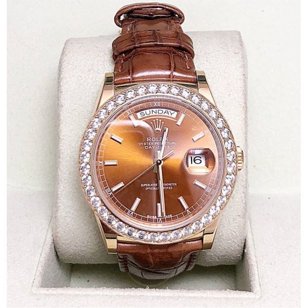 rolex watch - gold and leather band