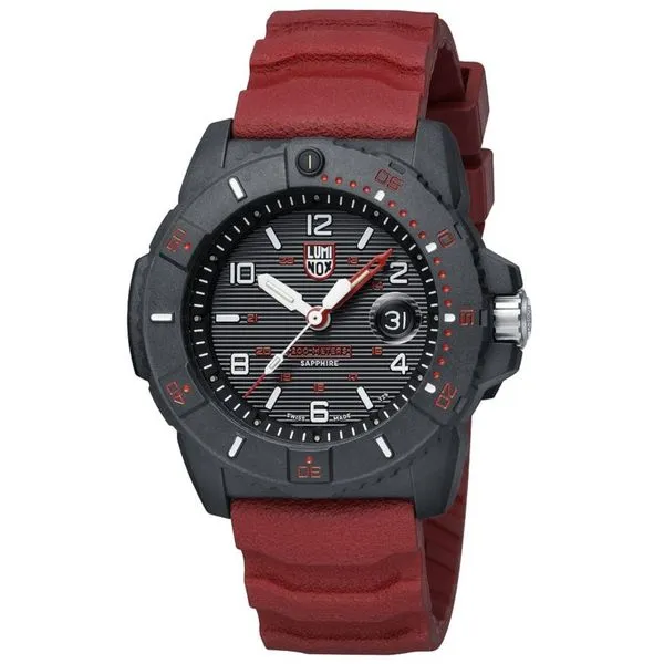 Luminox Navy SEAL Watch - Black Carbonox Case and Sapphire Crystal with Red PU Strap Image 2 Lumina Gem Wilmington, NC