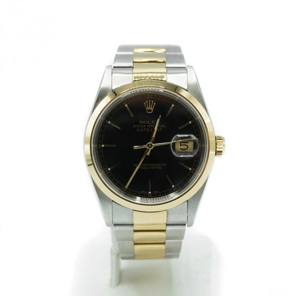 Rolex Two Tone Datejust Watch with Black Dial Lumina Gem Wilmington, NC