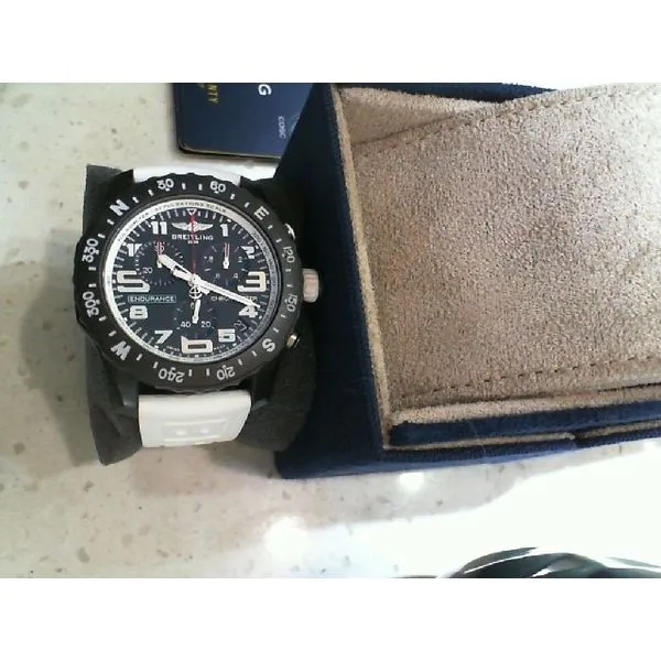 Breitling Endurance Chronograph Watch with White Rubber Strap Image 4 Lumina Gem Hampstead, NC