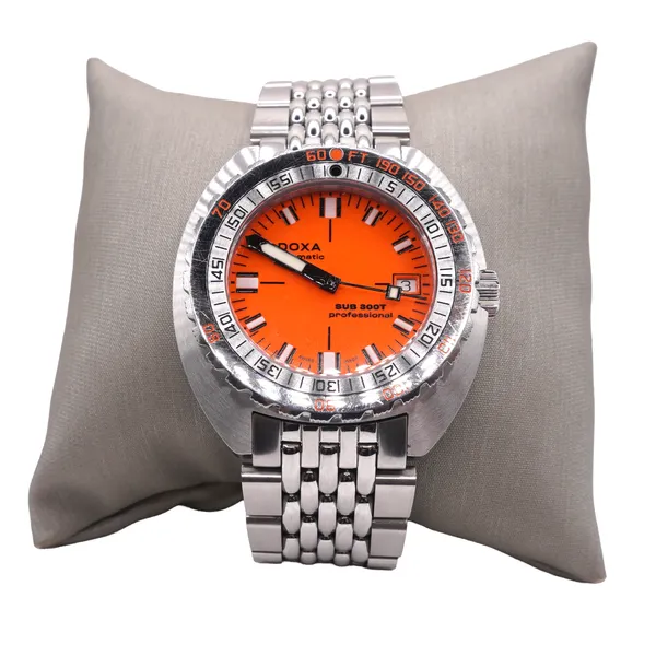 Doxa Automatic Stainless Steel Watch with Orange Dial Lumina Gem Hampstead, NC