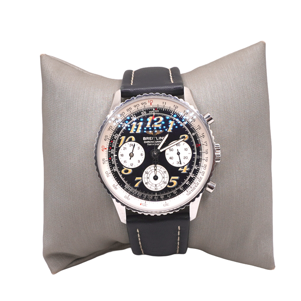 Brietling Stainless Steel Watch with Black Dial Lumina Gem Wilmington, NC