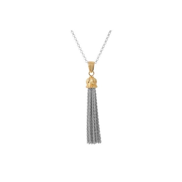 Charles Garnier Sterling Silver and Yellow Gold Vermeil Tassel Necklace - 17