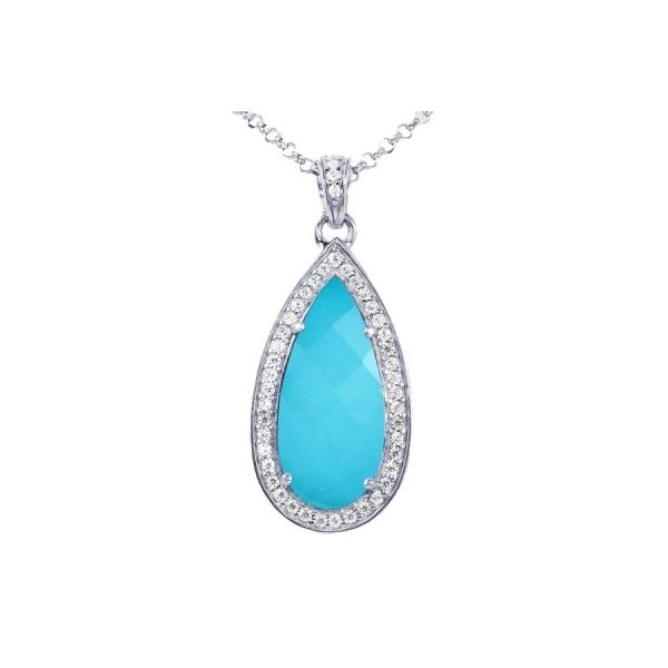 Charles Garnier Turquoise Triplet and CZ Necklace Lumina Gem Wilmington, NC
