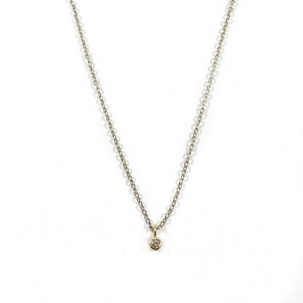 rEVOLVE Bezel Set Round Diamond Necklace - Yellow Gold and Sterling Silver - 18