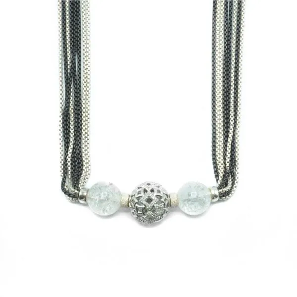 David Yurman Sterling Silver and Black Rhodium Multi Strand Necklace with Crystal and Diamond Accented Beads - 41