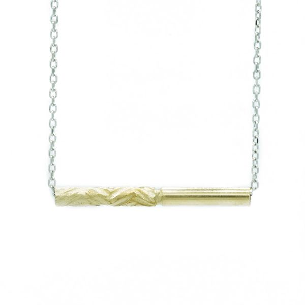 rEVOLVE Chevron and Smooth Yellow Gold Tube Necklace - 18