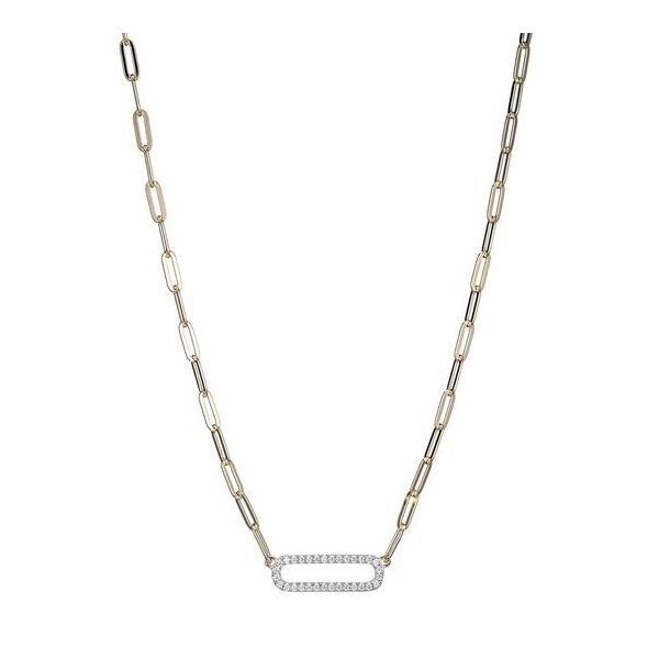 Charles Garnier Paperclip Chain with CZ Link- Yellow Gold Finish Lumina Gem Wilmington, NC