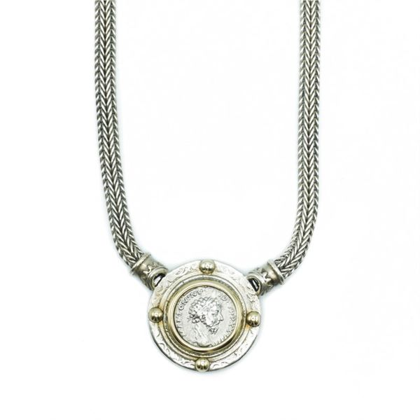 Sterling Silver Coin Necklace with Yellow Gold Accents Lumina Gem Wilmington, NC