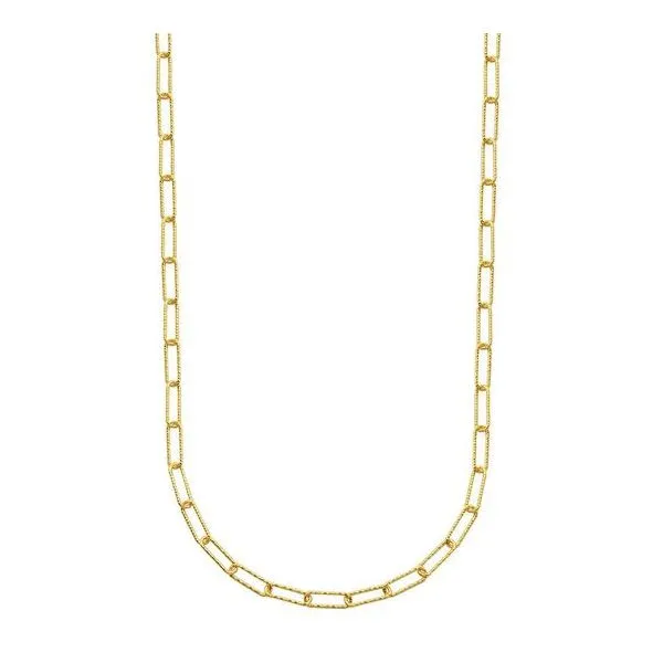 Charles Garnier 3mm Diamond Cut Paperclip Chain- Yellow Gold Finish Lumina Gem Wilmington, NC