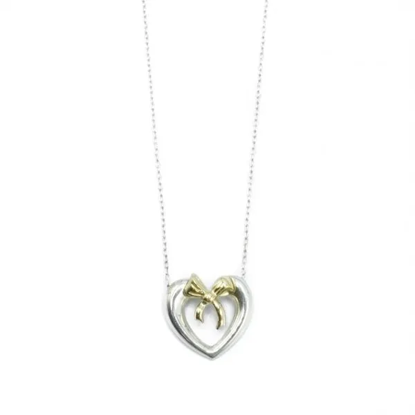 Tiffany and Co. and Yellow Gold Heart and Bow Necklace - 15.5