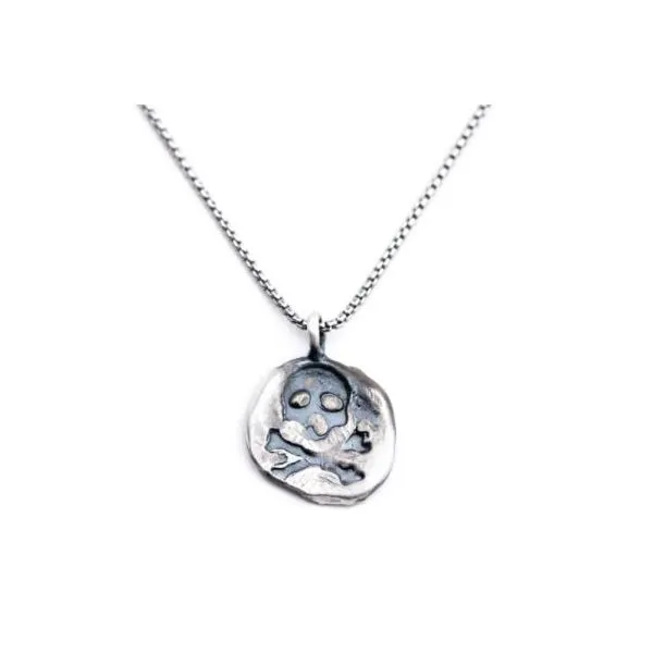 Shelton Metal Sterling Silver Skull Charm Necklace - 20