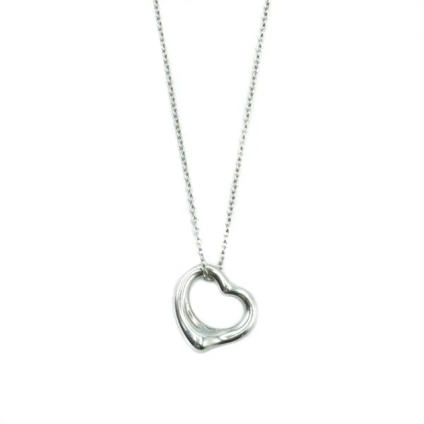 Tiffany and Co. Elsa Peretti Open Heart Necklace - Sterling Silver Lumina Gem Wilmington, NC