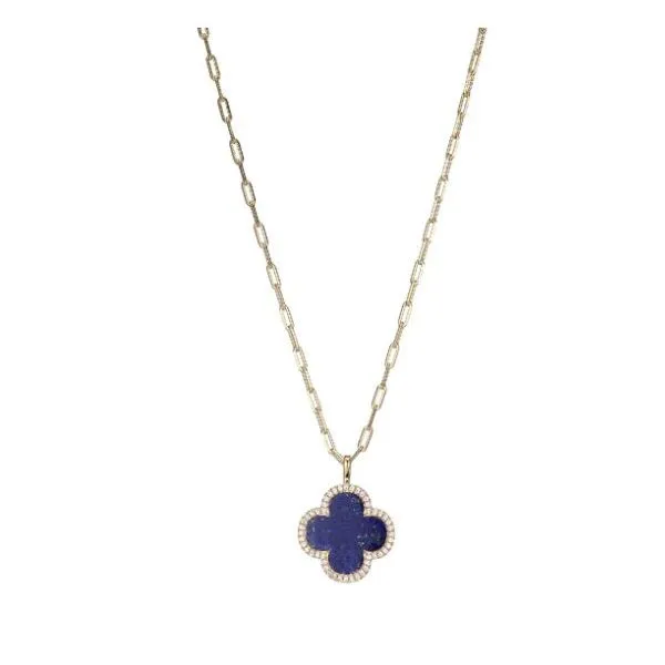 Charles Garnier Lapis and CZ Necklace - Gold Plated Silver - 17-19