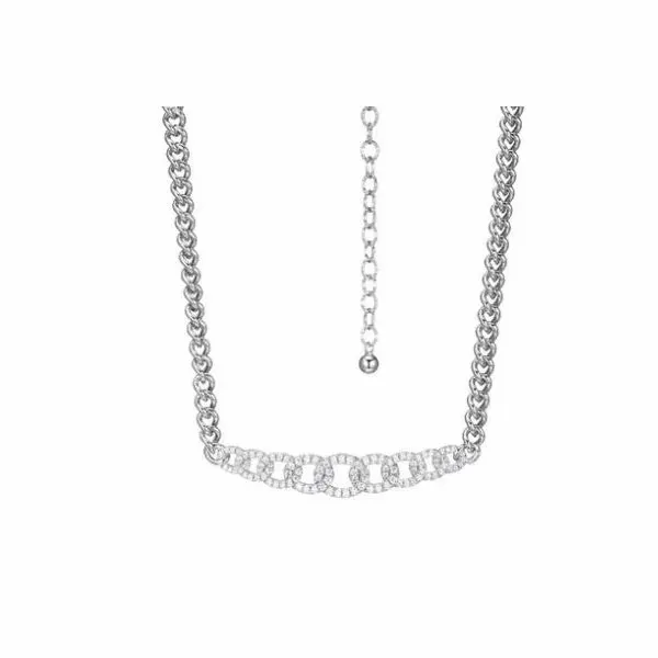 Charles Garnier CZ and Sterling Silver Cuban Link Necklace - 17-19