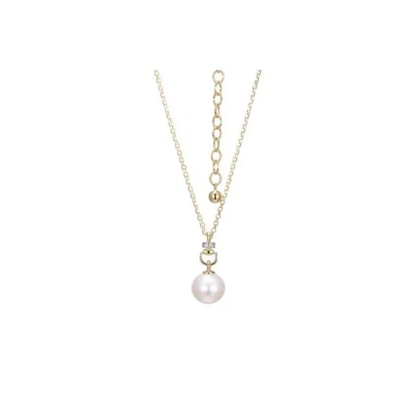 Charles Garnier Pearl and CZ Necklace- Gold Plated Lumina Gem Wilmington, NC