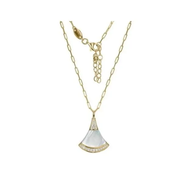 Charles Garnier Mother of Pearl and CZ Necklace- Gold Plated Lumina Gem Wilmington, NC