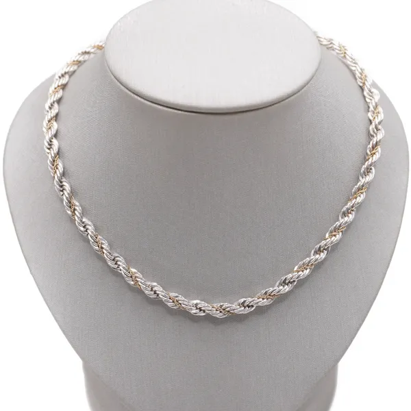 Tiffany and Co. Sterling Silver and 18k Yellow Gold Woven Rope Chain Lumina Gem Wilmington, NC