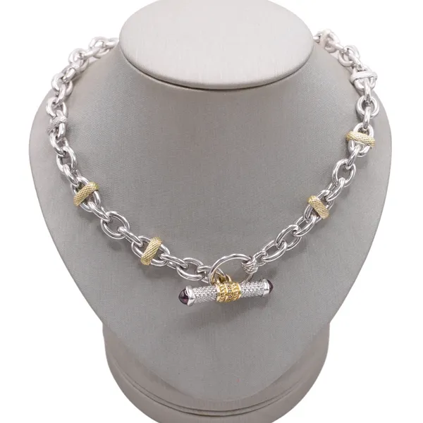 Judith Ripka Toggle Necklace with Tourmaline and Diamond Lumina Gem Hampstead, NC