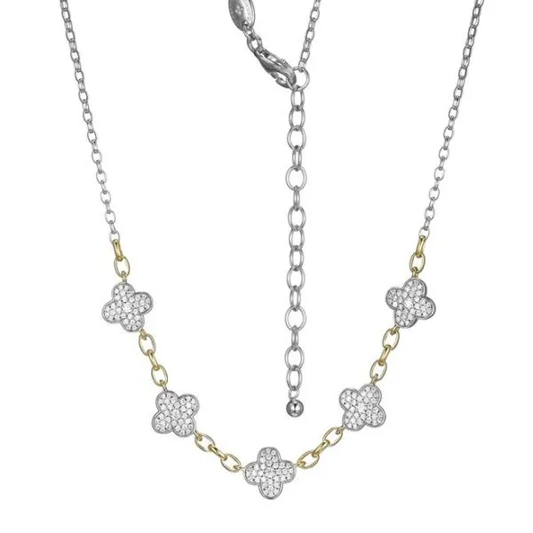 Charles Garnier CZ Quatrafoil Station Necklace- Stelring Silver Lumina Gem Hampstead, NC
