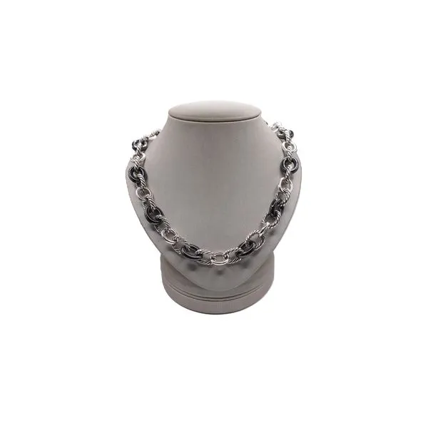 David Yurman Sterling Silver and Black Ceramic Link Bracelet Lumina Gem Hampstead, NC
