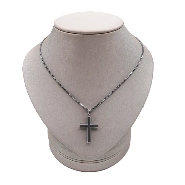 Ethos Gun Metal Finish and Sterling Silver Cross Necklace Lumina Gem Hampstead, NC