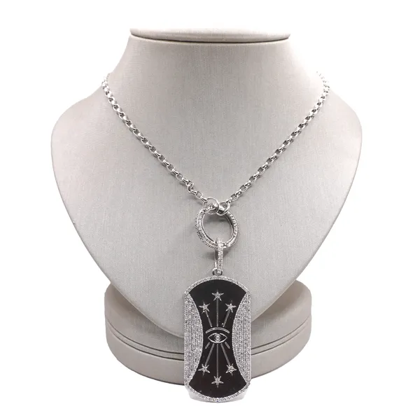 Sheryl Lowe Sterling Silver Diamond Evil Eye Dogtag Necklace Lumina Gem Hampstead, NC