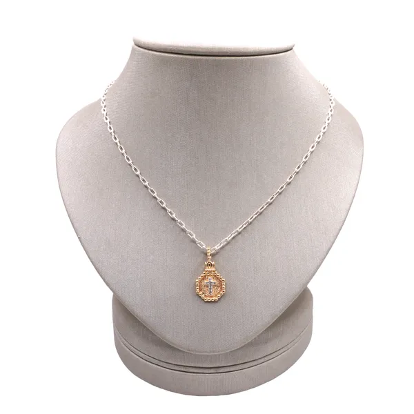 Alwand Vahan .04ctw Diamond Cross Necklace in Sterling Silver and 14k Yellow Gold Lumina Gem Hampstead, NC