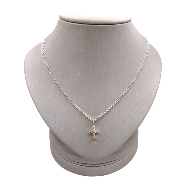 Alwand Vahan .04ctw Diamond Cross Necklace in Sterling Silver and 14k Yellow Gold Lumina Gem Hampstead, NC