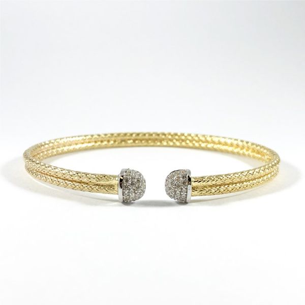 Charles Garnier Gold Plated Double Row Cuff with CZ End Caps Lumina Gem Wilmington, NC