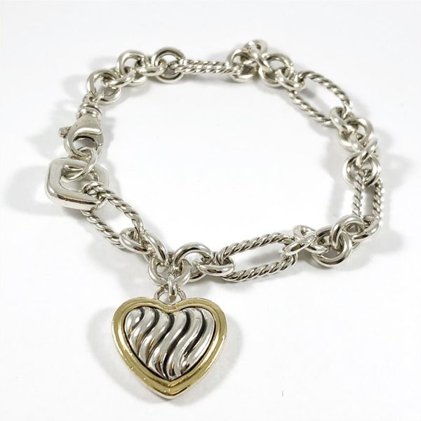 David Yurman Two Tone Link Bracelet with Heart Charm Lumina Gem Wilmington, NC