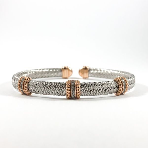 Charles Garnier Sterling Silver Cuff with CZ and Rose Gold Vermeil Stations Lumina Gem Wilmington, NC