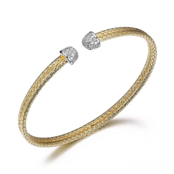 Charles Garnier Gold Plated Double Row Cuff with CZ End Caps Lumina Gem Wilmington, NC