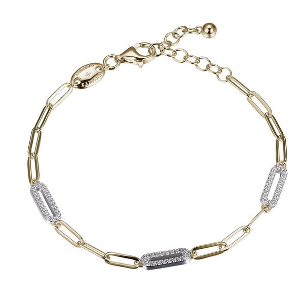 Charles Garnier Gold Plated Sterling Silver Bracelet with 3 CZ Links - 8