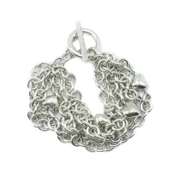 Tiffany & Co. 5 Strand Sterling Silver Puffed Heart Bracelet Lumina Gem Wilmington, NC